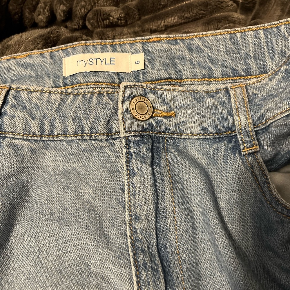 Blue Denim Asymmetrical Skirt with Unique Hemline - Picture 3 of 5